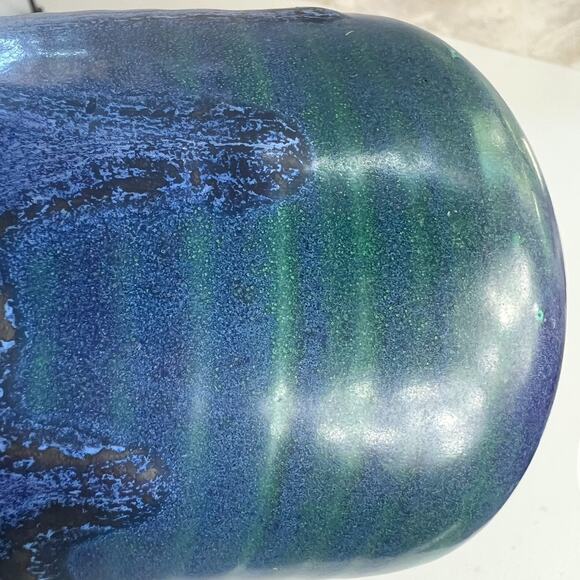 Studio Art Pottery Vase 6.5" Aqua Blue Glaze Drip Salt Glaze - Picture 10 of 16